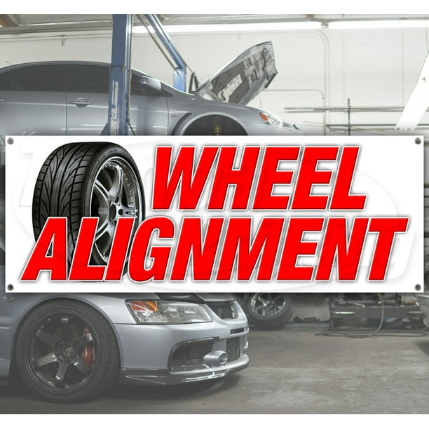 13 oz Heavy Duty Wheel Alignment Vinyl Banner with Metal Grommets Wheel Alignment Banner Sign 48 x 120 